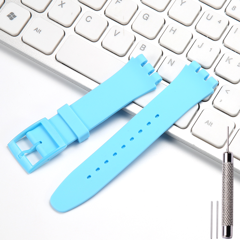 Correa de reloj de silicona de 17 19 y 20mm adecuada para correa de reloj SWATCH, correa de repuesto suave para mujeres y niños, pulsera impermeable con herramienta