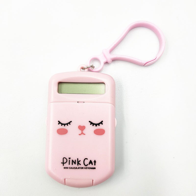 1pcs Portable Digit Calculator Kawaii Mini Calculator Pocket 8 Display Cartoon Cute Keychain Calculator Office Supplies: Pink