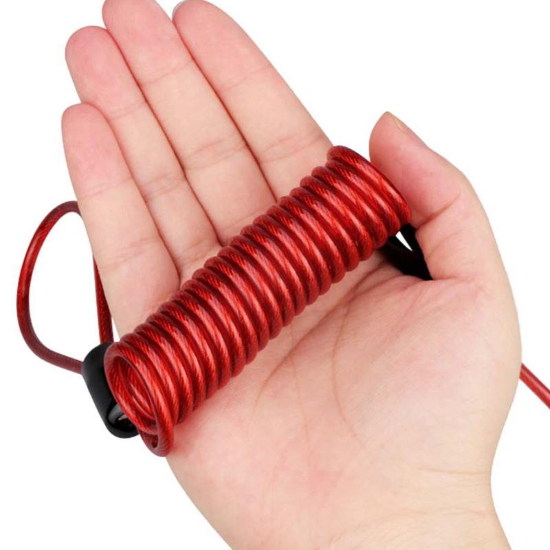 120cm Motorcycle Scooter Disc Lock Reminder Cable Anti Theft Protection Disc Lock Cable Security Steel Wire Spring Helmets Lock