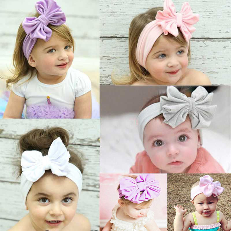 Brand One Piece Elastic Hairband Baby Girls Kid Head Band Big Bow Knot Headband Baby Girl Hair Accessories Kids