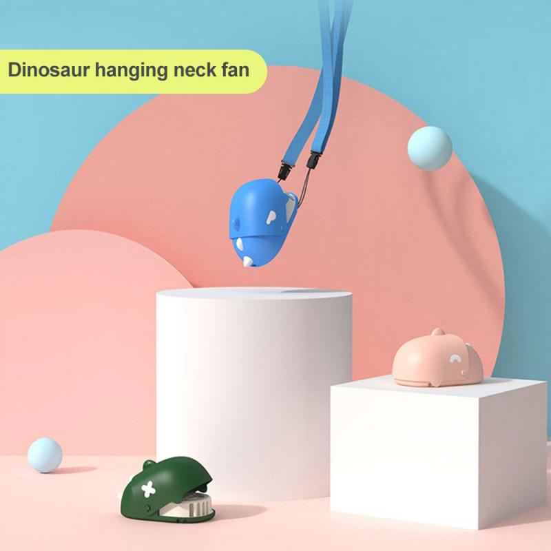 Utomhus usb bärbar dinosauriefläkt handsfree halsfläkt hängande uppladdningsbara barn minifläktar 3 växlar luftjusterbar för barn