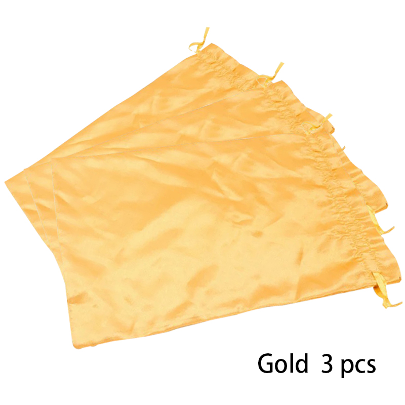 Satin--Aufbewahrungsbeutel, 25 x 35 cm, Perückenaufbewahrung, Satin--Perückentaschen, schwarz, rosa, weiche Seide, Perückentasche für Haar-Perücken-Verpackungswerkzeuge: Silber