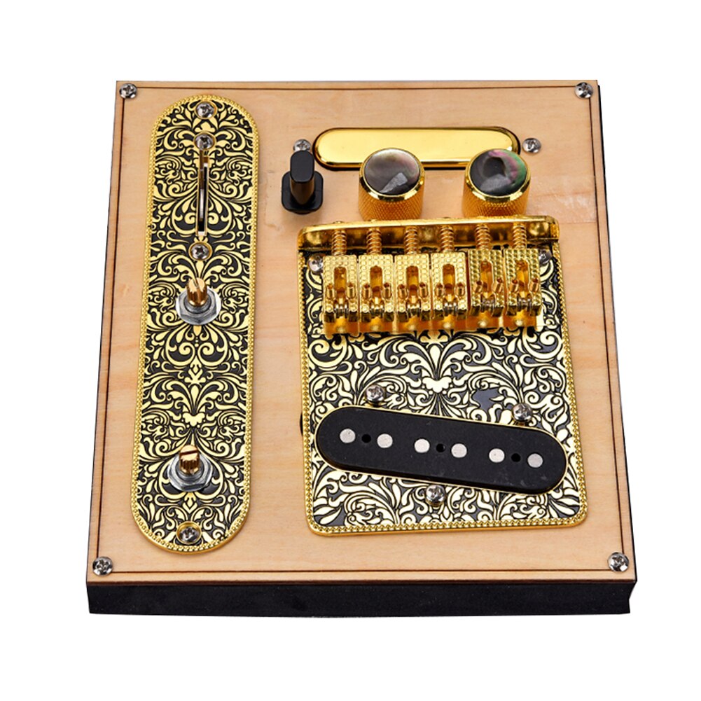 -6 Strings Saddle Bridge Plate 3 Way Switch Control Plate Neck Pickup Set For Fender TL Telecaster Electric Guitars Replace: Gold