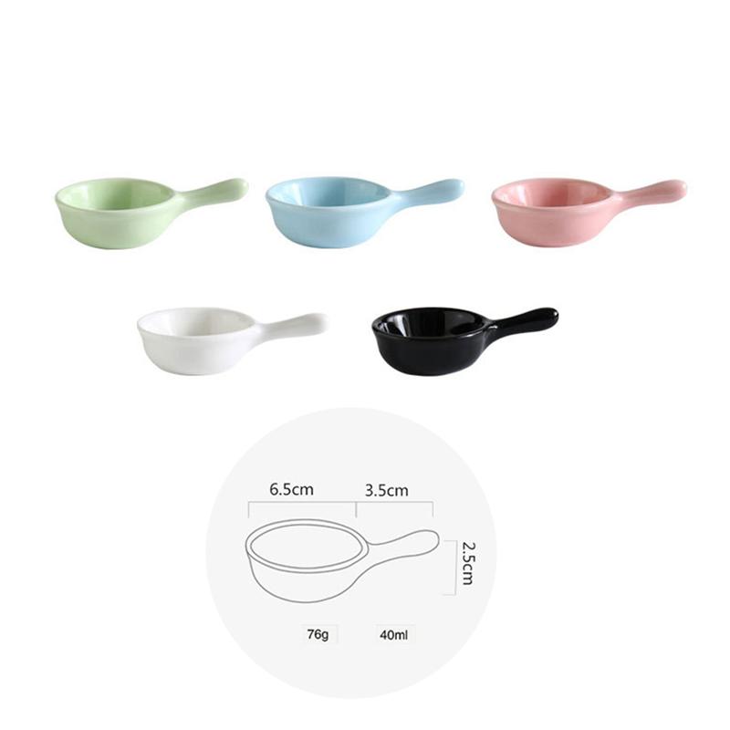 40ML Ceramic Sauce Dishes Mini Seasoning Dish Snack Plate Food Dipping Bowls Appetizer Plates With Handle