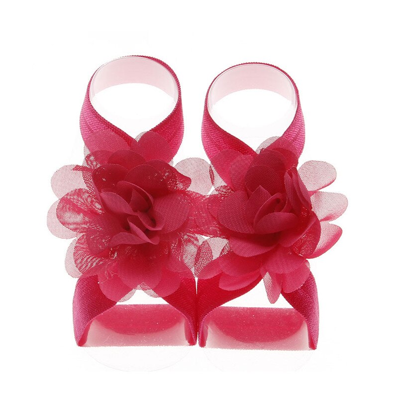 Pudcoco babymeisje mooie zonnebloem voetband blotevoeten sandalen schoenen pols bloemen: Rood