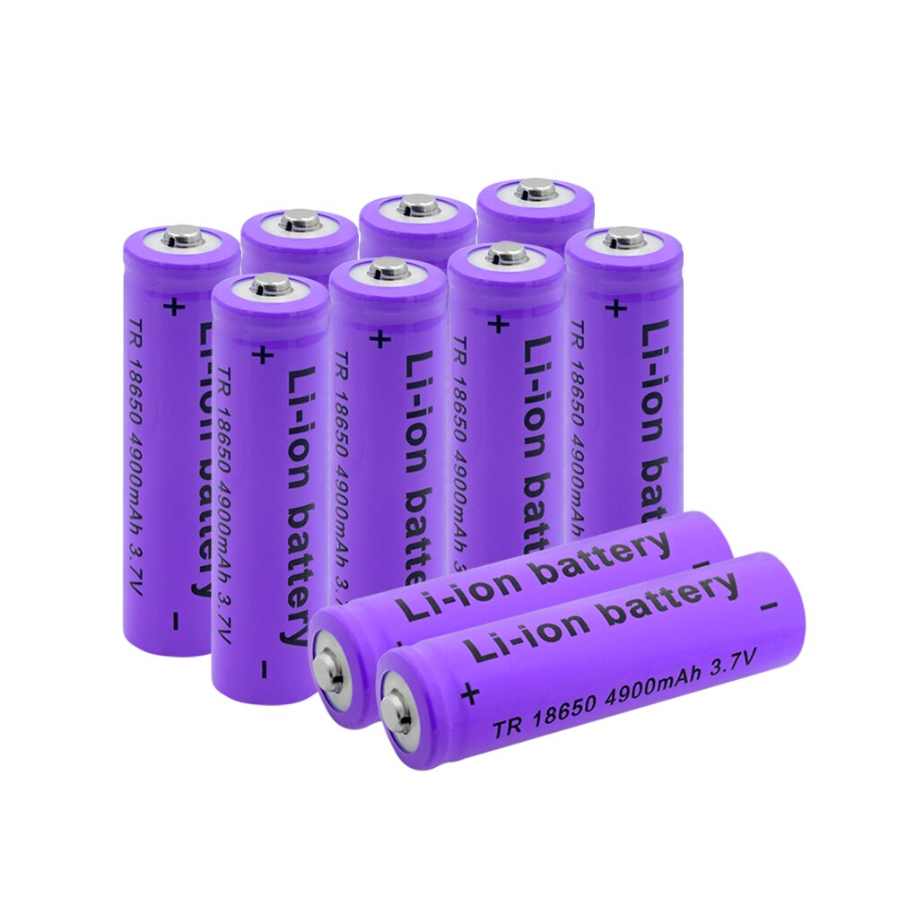 Rechargeable 18650 Battery 3.7V 4900mAh Li-Po Lithium Li-polymer Li-ion Replacement Batteries For LED Flashlight Torch: 10 PCS