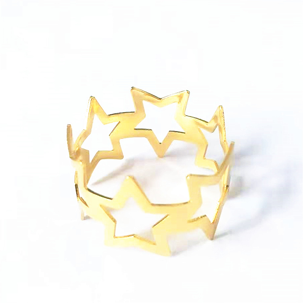 Metal gold five-star dining ring tabletop decoration for western food, wine party, family gathering, wedding banquet: 4PCS