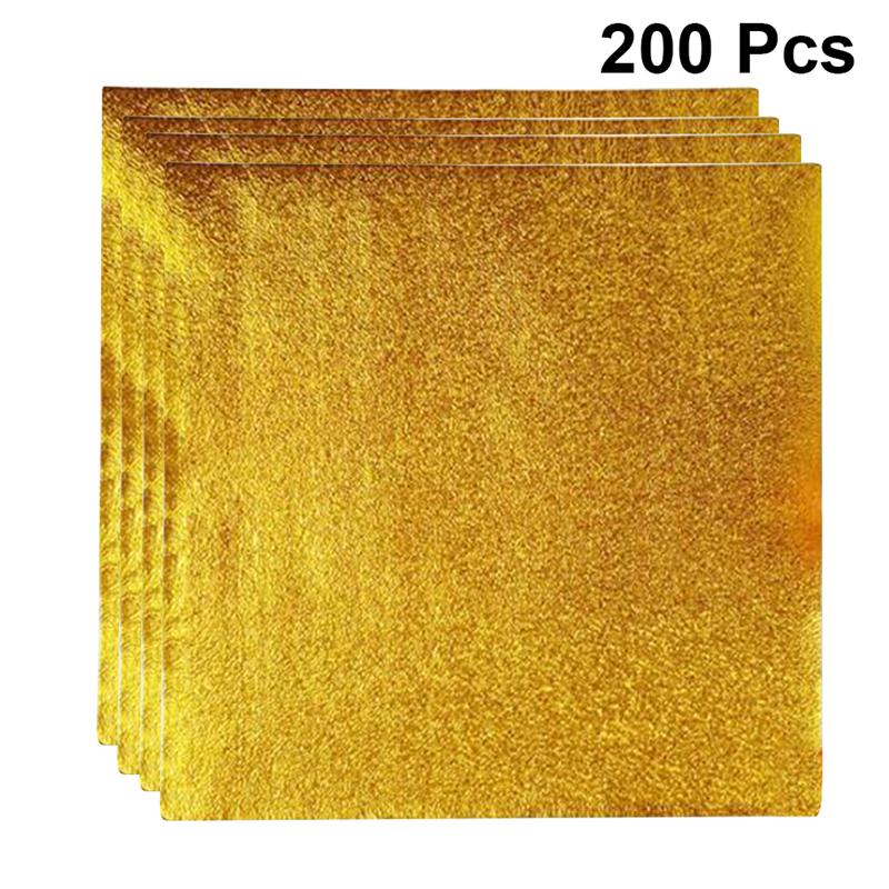 200 stk 8*8cm guld aluminiumsfolie slik chokolade kage indpakning blik papir fest diy metal prægning emballage håndværk papir