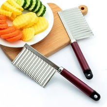 Potato Crinkle Cutter Tools Vegetable Fruit Wavy Cutter Cucumber Carrot Wave Cutting Slicer Stainless Steel Kitchen Cooking Tool