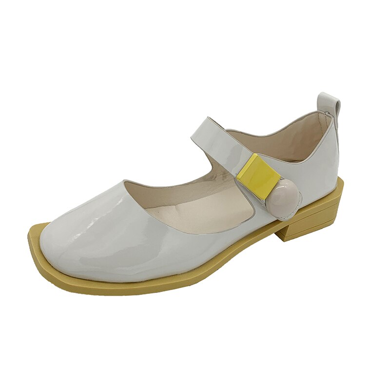 Sommar läder lägenheter kvinnor loafers komfort oxford skor kvinnor casual vit grön gul kvinna lägenheter: Vit / 6.5