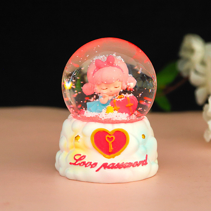 Kryształowa Kula Jednorożec z doprowadziło, Świecąca Muzyka, Kula Śnieżna, Pozytywka, Żywiczna Dekoracja na Biurko, Prezent dla Dziewczynek, Dzieci, na Boże Narodzenie, Urodziny: Brązowy