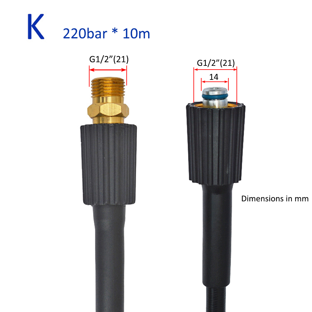 Manguera para lavado de coche de alta presión de 10 metros de largo, manga para lavar, limpieza, extensión, compatible con Bort, Hammer, Huter, Kohler, Daewoo, Sterwins: Yellow
