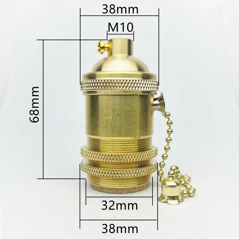 Portalámparas de latón 100% de cobre, perilla de toma de luz eléctrica o interruptor de cadena y tornillo roscado, ajustador de anillo de sombra, Base de iluminación DIY: Marfíl