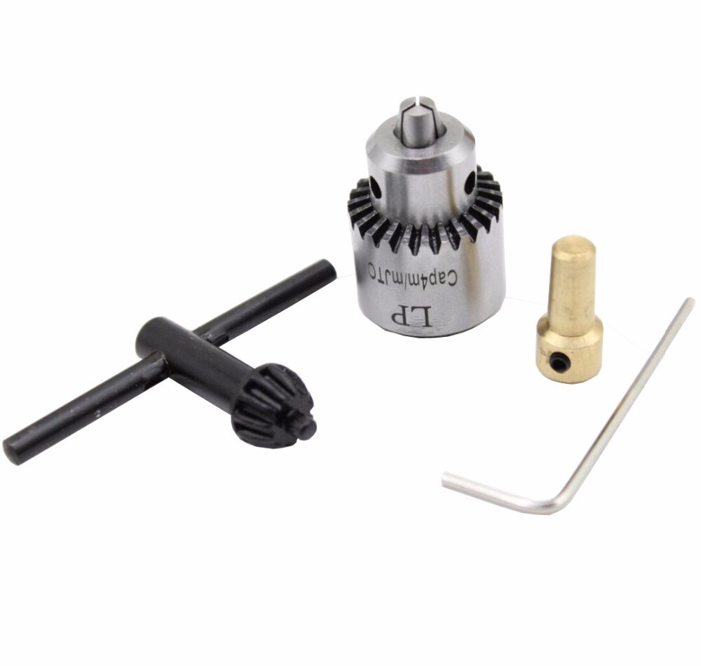 Elektrisk drill sliping mini chuck nøkkel  jt0 0.3-4mm med 3.17mm aksler 3 kjever adaptersett dornkassett for motor: Default Title