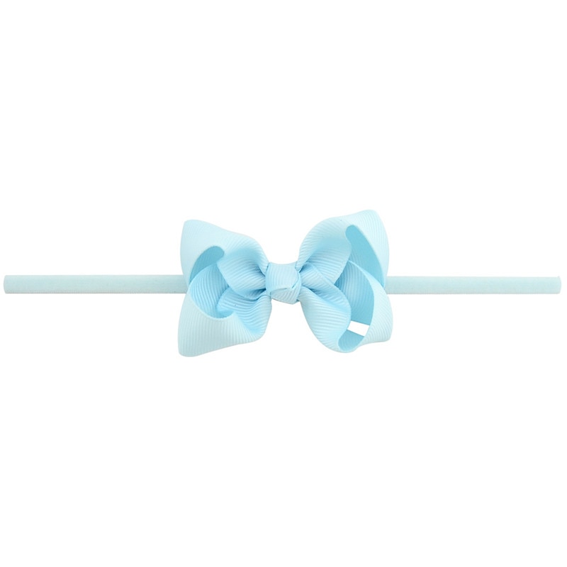 Baby Kids Kleine Leuke Hoofdband DIY boog-knoop Grosgrain Lint Boog Dunne Elastische Tulband Haarbanden Meisjes Hoofdbanden haar Accessoires: 17 Sky Blue