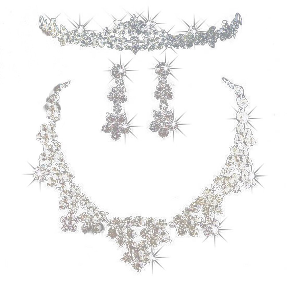 Rhinestone brude øreringe halskæde hoved kæde tiara kvinder smykker sæt