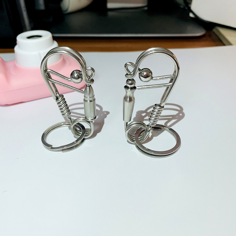 Hand Gewikkeld Unieke Creatieve Fijne Biker Roestvrij Staaldraad Snap Clip Hook Carabiner Sleutelhanger Sleutelhanger Sluiting Voor Vrouwen mannen