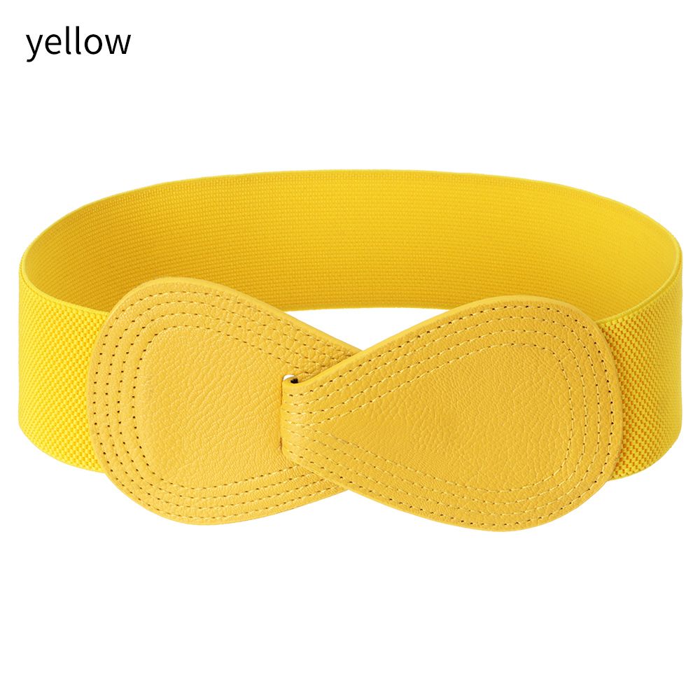 Women Stretch Waistband Bow Waistband Elastic Wide Hook Belt Dress Coat Clothing Decoration Belt: Blue