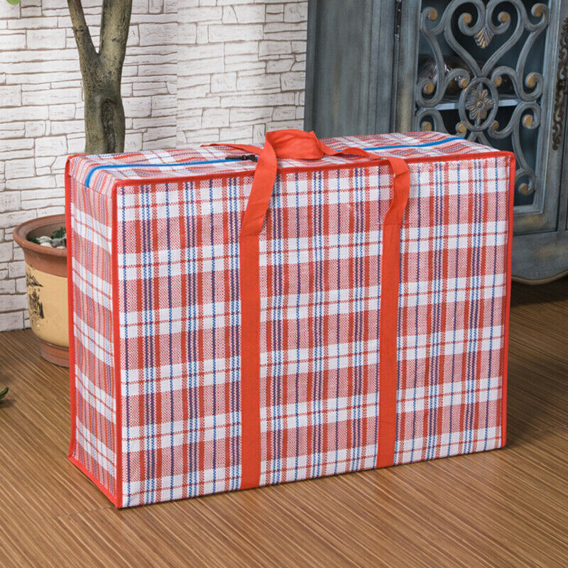 Portable Plastic Jumbo Laundry Zipped Reusable Large Strong Shopping Storage Bag Laundry Storage Case Luggage Bag with Zipper