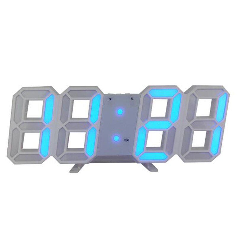 modern 3D groß Mauer Uhr LED Digital USB elektronisch Uhren an das Mauer leuchtend Alarm Tabelle Uhr Schreibtisch Heimat Dekor: Blau A