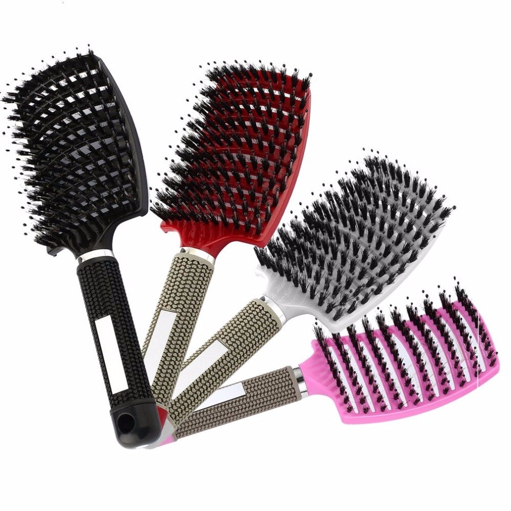 Kvinder kvindeligt hår hovedbundsmassage kam børste og nylon hårbørste våd krøllet detangle hårbørste til salon frisør styling værktøjer