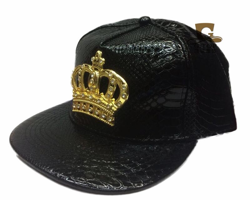 Lær høst merkevare metall crowne europa baseball cap hatt for menn kvinner casual hip hop snapback caps solhatter