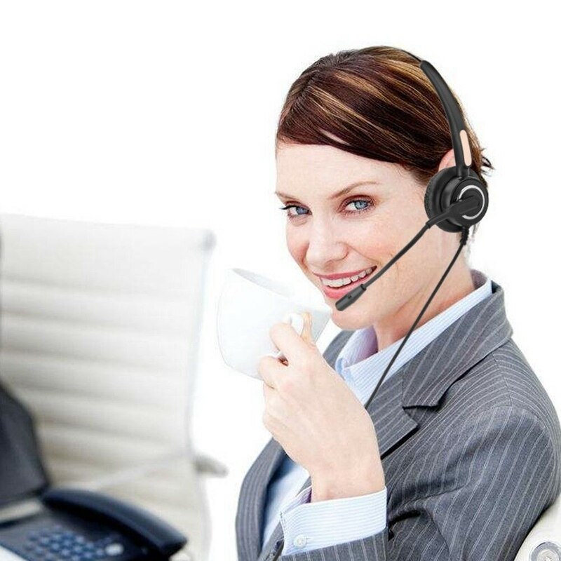 RJ9 Callcenter Hoofdtelefoon Mono Hoofdtelefoon Ruisonderdrukking Headset Call Hoofdtelefoon Met Microfoon