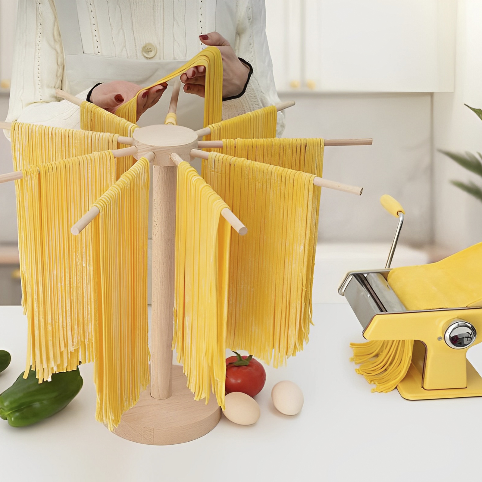 Pasta Drying Rack Wooden Noodle Drying Rack Pasta Stand Dryer Noodle Hanger Kitchen Fresh Pasta Noodle Spaghetti Dryer Hanger