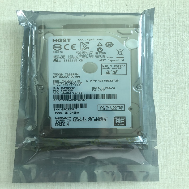 HGST 2.5" HDD 750GB Internal Laptop Hard Drives disk 7200rpm SATAIII 750g for Notebook HTS721075A9E630 9.5mm