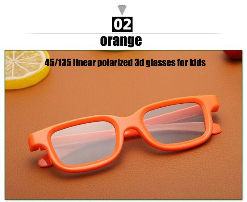 Hajtänder 50 st/lot gulorange barn 3d glas linjär polarisering 45/135 grader linjär polariserad 3d glas för barn