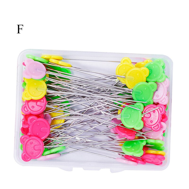 50PCS/box Stainless Steel Color Button Needle Pins Head Flat-head Sewing Pins DIY Clothing Fabric Dressmaking Sewing Supplies: F