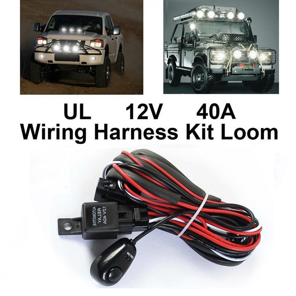 1pc 40A 12v 24v Light Bar 1-2 Switch Relay Led Wiring Harness Kit Light Switch Harness for Off Road Pickup Trucks SUV Boat