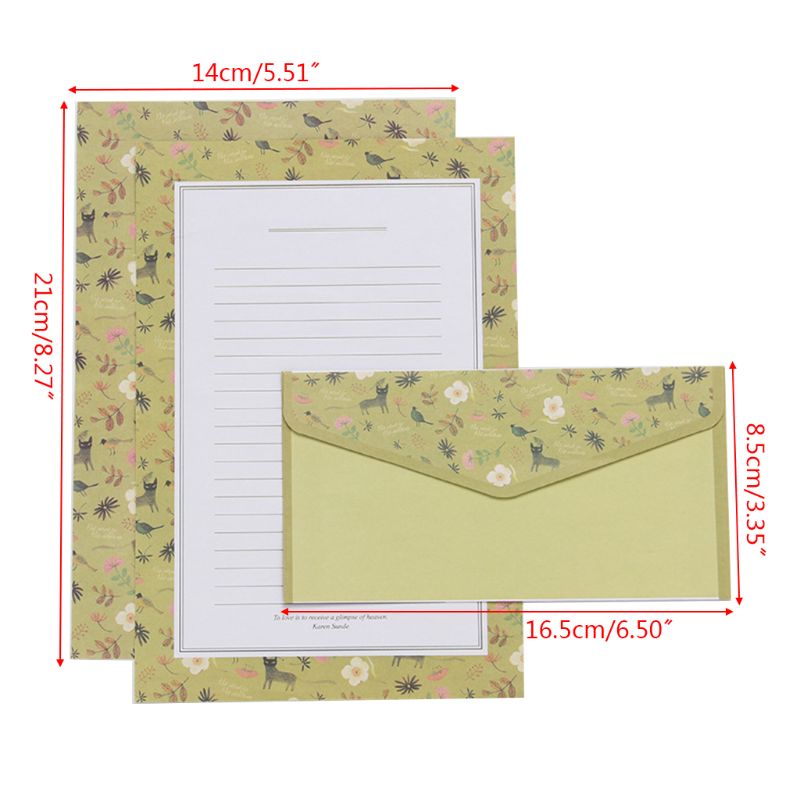 Mooie briefpapier envelop bloemig schattig cartoon set briefhoofd klein fris 831d