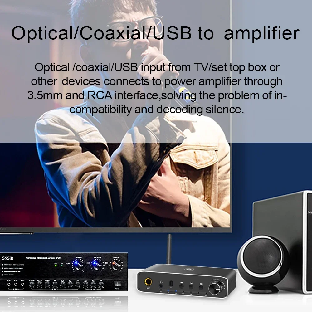 Ayino  da310b 2 -i- 1 bluetooth-mottagare/sändare/koaxial optisk/digital-till-analog ljudomvandlare/pc-usb-hörlursförstärkaradapter