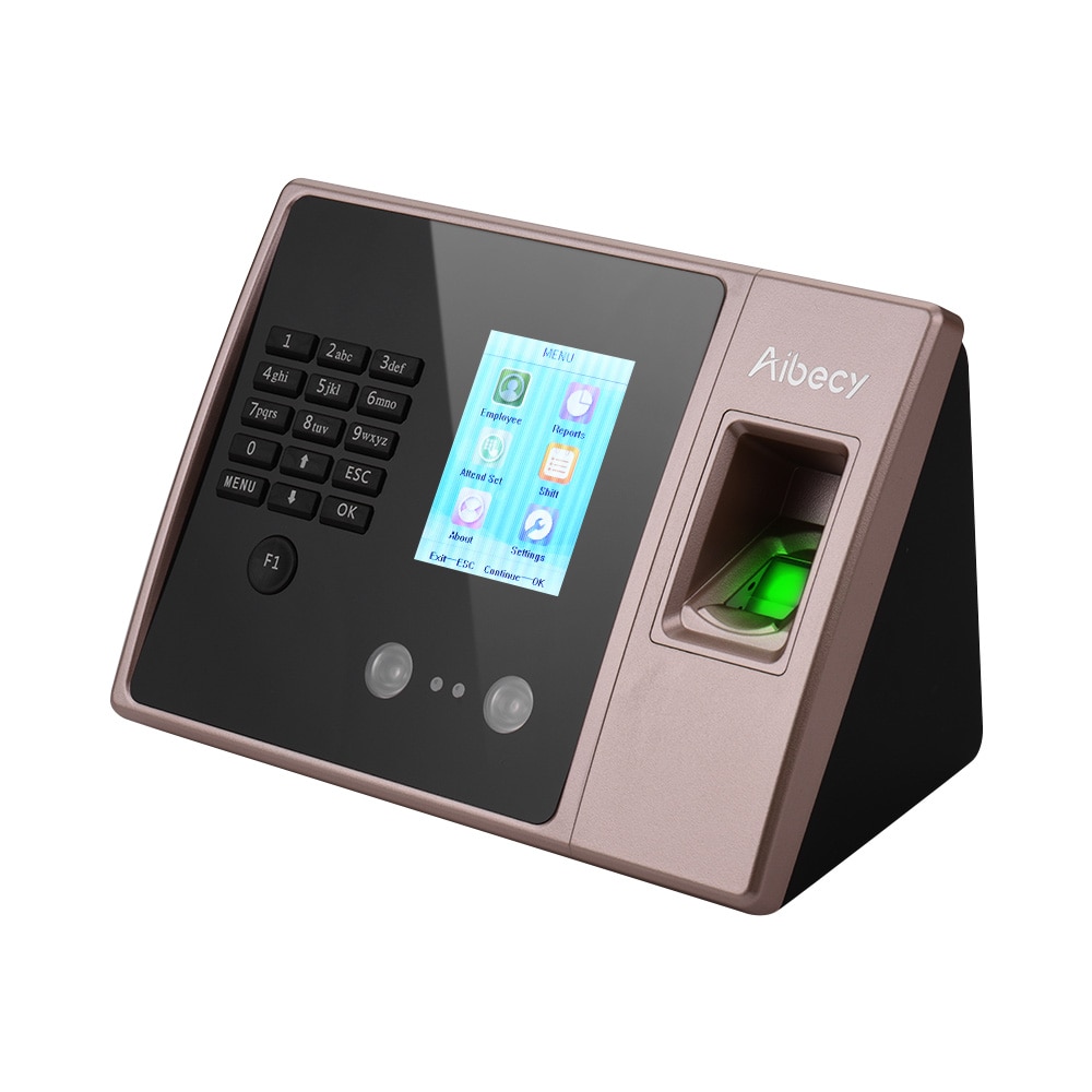 Aibecy Multi-language Biometric Fingerprint Attendance Machine with HD Display Screen Face Fingerprint Password for office