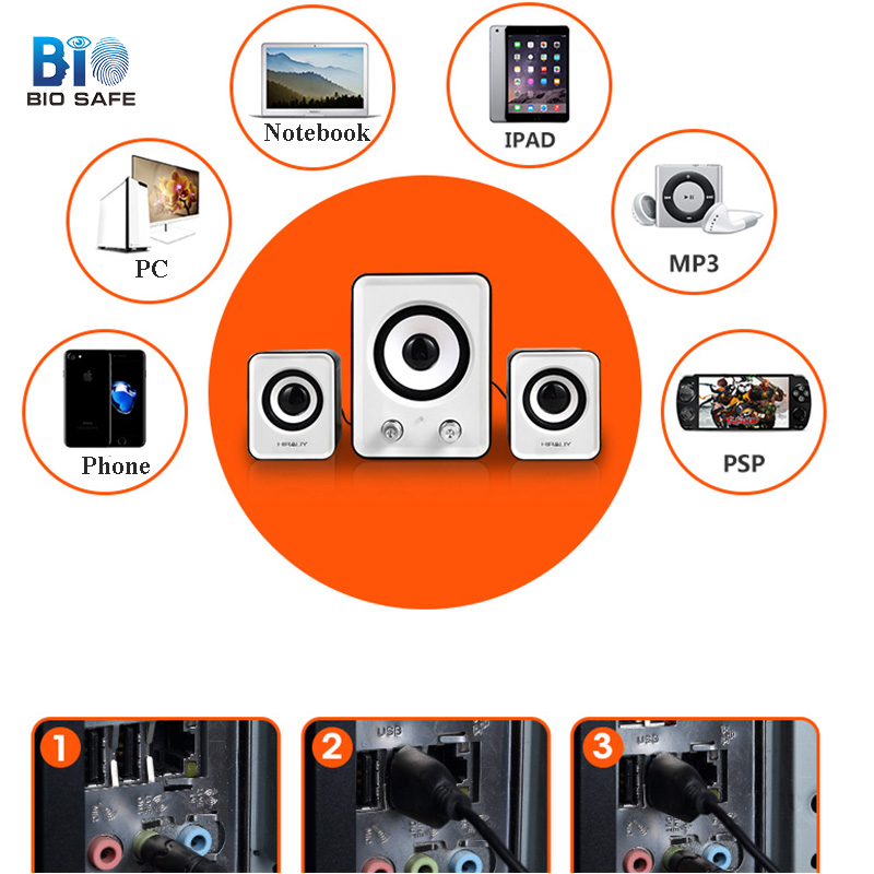 Channel 2.1 Wired Computer Speaker Bass Stereo Speakers Notebook Laptop Mobile Phone Mini PC Desktop Speakers