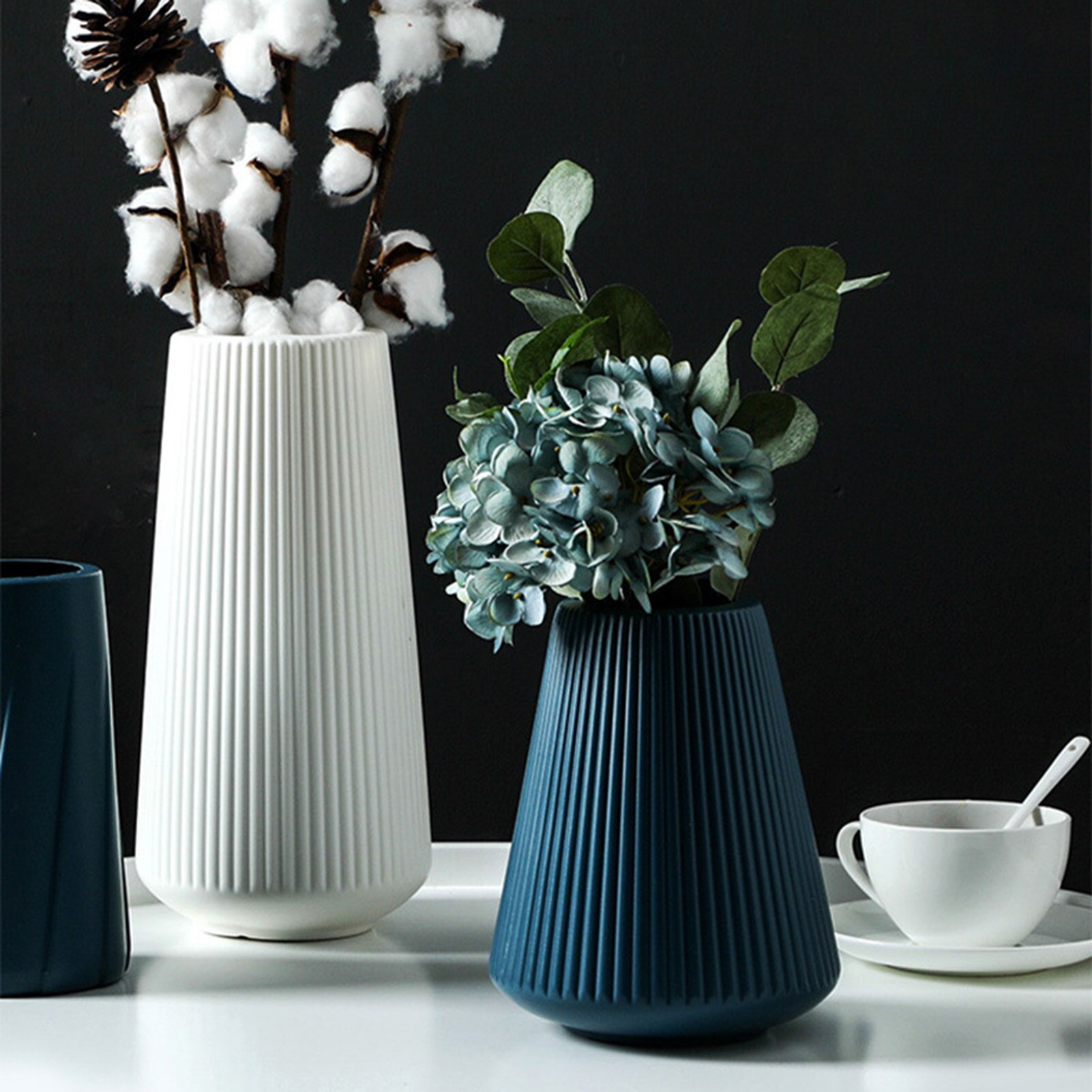 Europese Stijl Creatieve Vaas Hydrocultuur Planten Anti-Keramische Vaas Plastic Niet-Breekbare Groene Plant Bloempot Woondecoratie