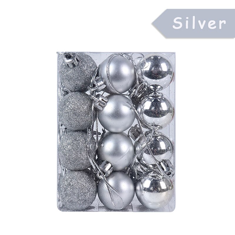 WEIGAO 24pcs Christmas Tree toys Decorations Ball Bauble Xmas Party Hanging Ball Ornaments Decorations for Home Year Navidad: 24pcs silver ball