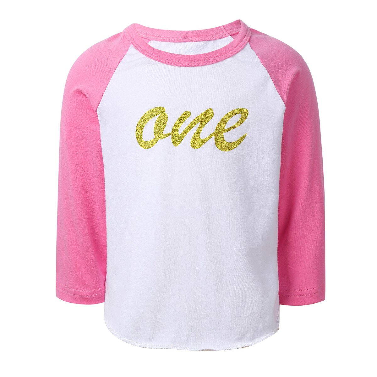 Baby Girls One Year Old Birthday Loose Fit T-Shirt Pink Raglan Sleeves Soft Cotton Shirt Tops Newborn Girls Clothes