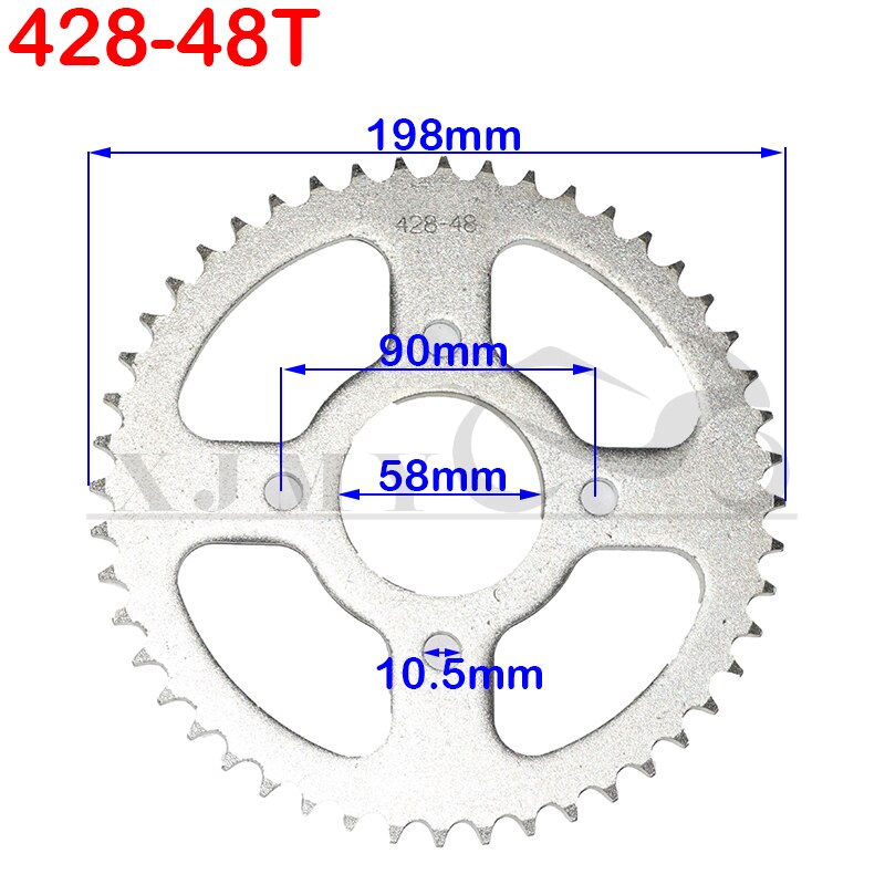 420/428 Chains 58MM 37T/41T/48T Motorcycle Chain Sprockets Rear Back Sprocket For ATV Quad Pit Dirt Bike Motorcycle Motor Moped: 428-48T