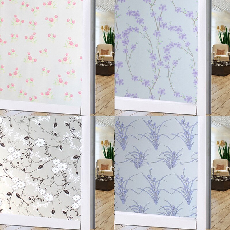 Frosted Privacy Window Film Pattern Self-adhesive Static Cling Glass Film Anti-UV Window Sticker For Bathroom Bedroom Livingroom