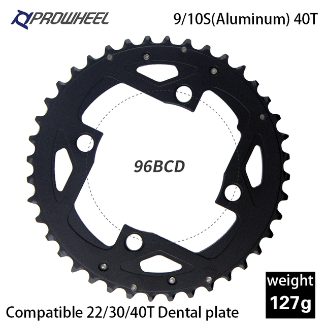 PROWHEEL Road Chainring 64/96/104BCD Mountain Bike Chainwheel 22/24/30/32/40/ 42/ 44T Sprocket Aluminum Alloy Steel Tooth Plate: 96BCD 40T