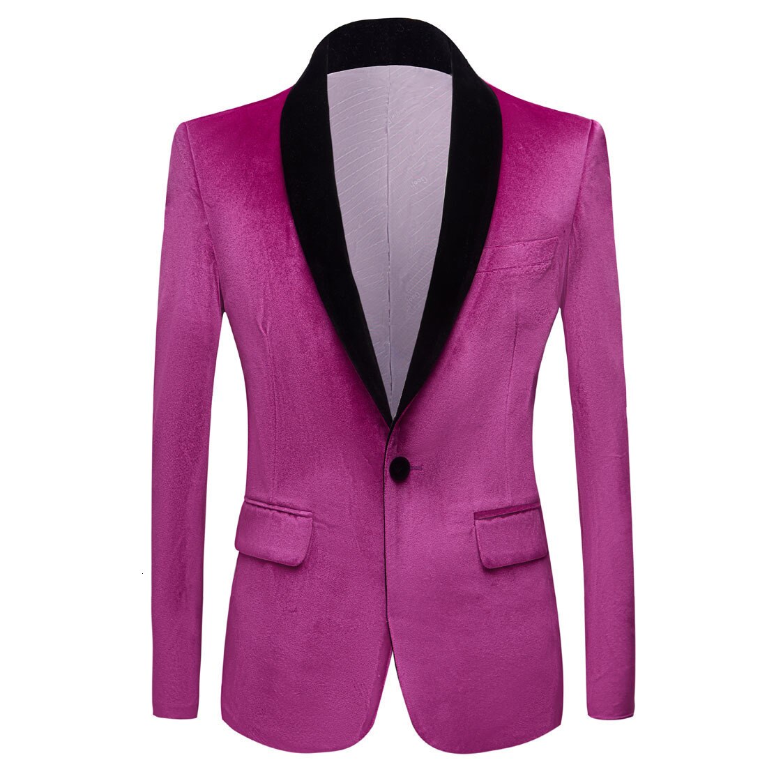PYJTRL-Chaqueta de terciopelo brillante para hombre, chal de solapa para , traje de graduación, ropa de escenario para novio y boda, color púrpura claro, Otoño e Invierno: US size XL 44R
