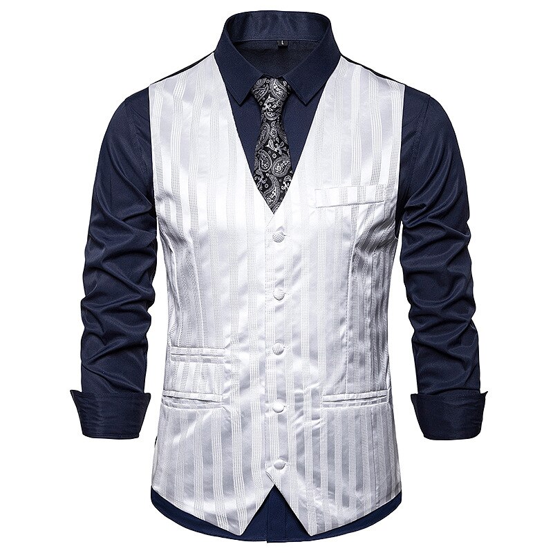 Gestreept herenpak vest klassieke jurk bruiloft blazer masculino slim fit gilet de costume