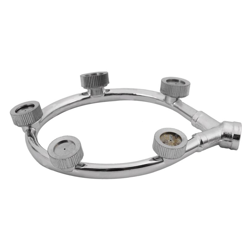 2X Stainless Steel Fan Ring With 5 Nozzle Seats Sprayer Mist Fan Ring Water Sprayer Fine Fog Ring