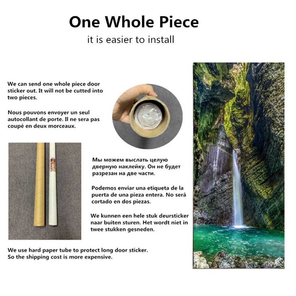 3D Nature paysage cascades portes autocollant mural salon cuisine PVC auto-adhésif étanche autocollant sur la porte papier peint