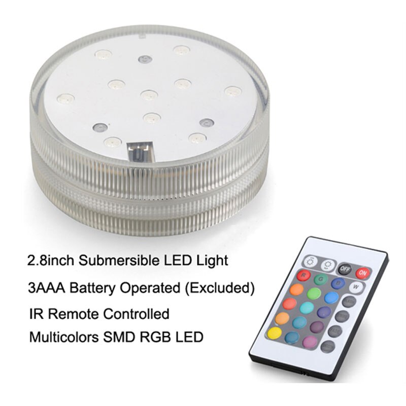 1pc dykkede led undervandslys vandtætte rgb farver fjernbetjening trådløs vase lys fest bryllup pool lys: Undervands lampe