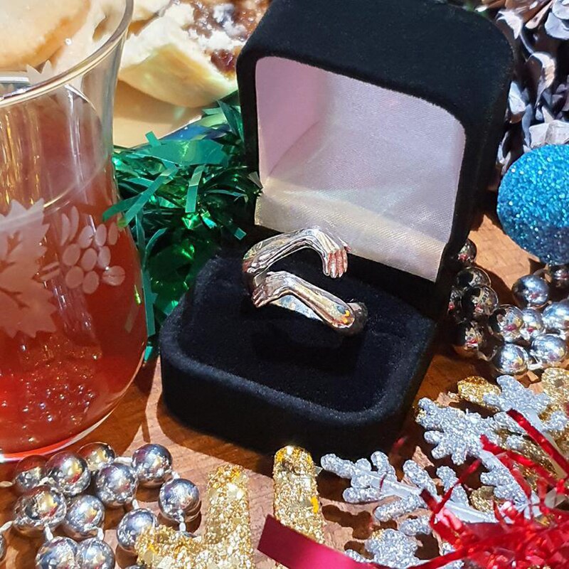 Vintage kærlighed kram ring til mænd kvinder gotisk sølv farve åbne justerbare ringe fest valentinsdag & #39 ;s dag