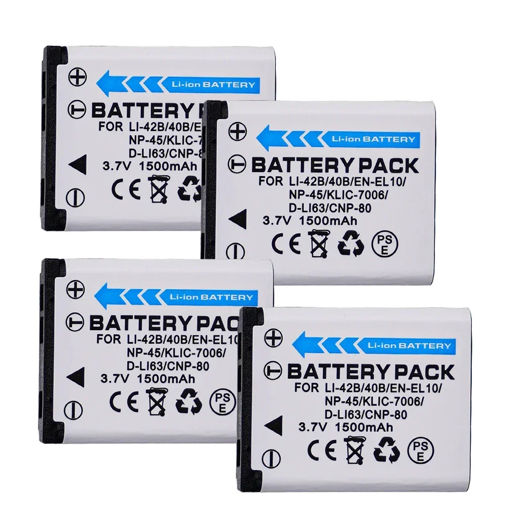 Batería de 3,7 V y 1500mAh, Cargador USB LCD para Fuji Li-40B NP45 NP 45 45B EN EL10 FUJIFILM NP 45a, Li-42B Li 40B NP-45 Li 42B: Rosa