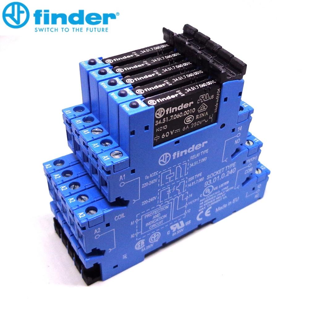 finner opprinnelig relé 38.51.0.240.0060 (34.51.7.060.0010+93.01.0.240) 220-240v 230 vac/dc finner oblat relé slank relé